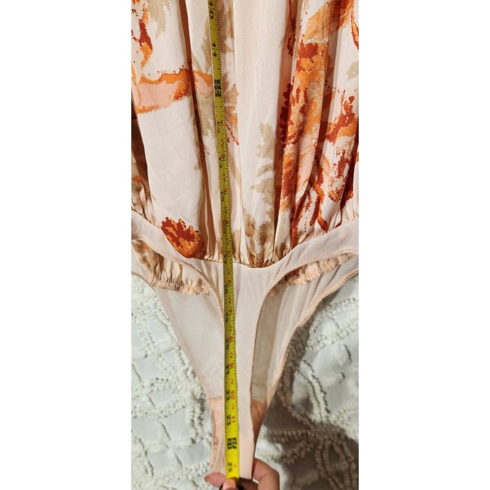 Free People Bodysuit Womens S Coral Lotus Flora Dressy Going Out Feminine Ruffle - Picture 9 of 11